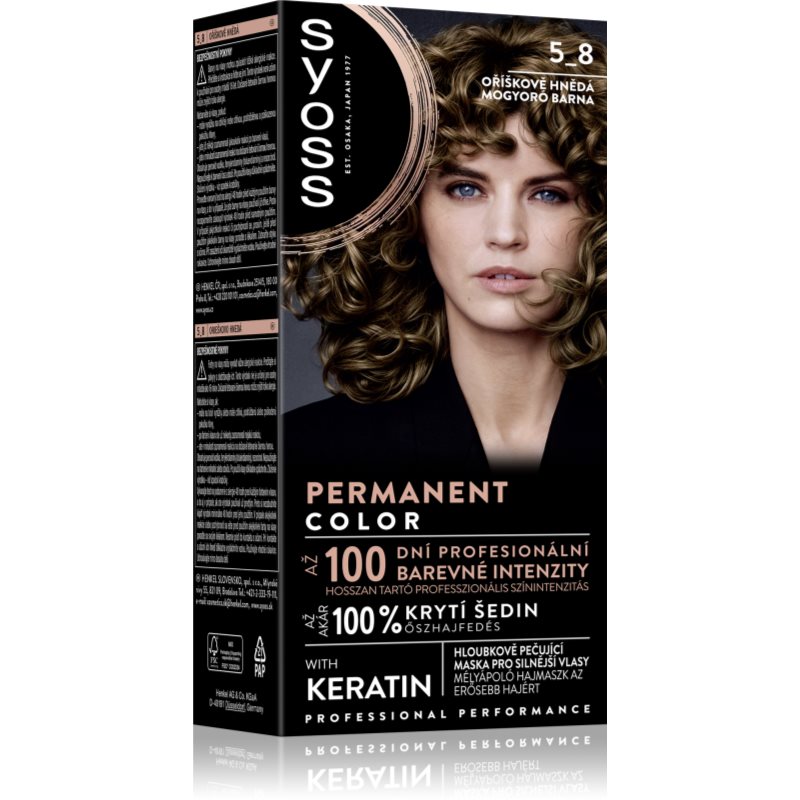 Syoss Permanent Color tartós hajfesték árnyalat 5_8 Hazelnut Brown 1 db-Eredeti