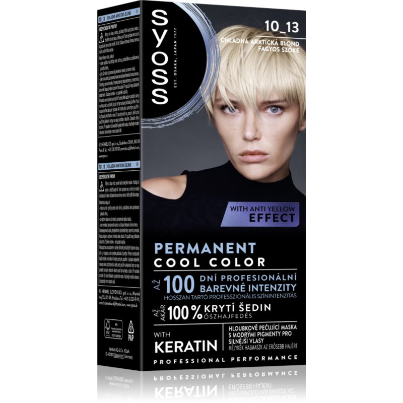 Syoss Permanent Cool Color tartós hajfesték árnyalat 10_13 Arctic Blond 1 db-Ár