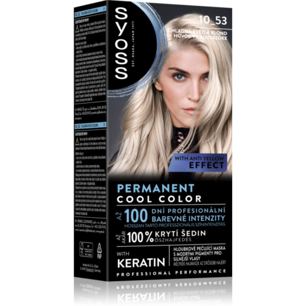 Syoss Permanent Cool Color tartós hajfesték árnyalat 10_53 Cool Light Blond 1 db