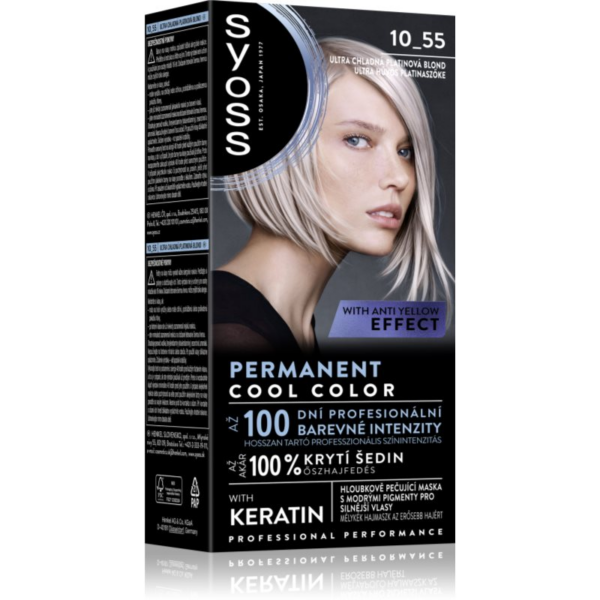 Syoss Permanent Cool Color tartós hajfesték árnyalat 10_55 Ultra Platinum Blond 1 db-Eredeti