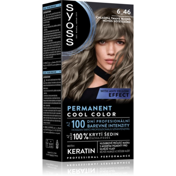 Syoss Permanent Cool Color tartós hajfesték árnyalat 6_46 Cool Dark Blond 1 db