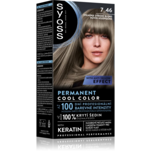 Syoss Permanent Cool Color tartós hajfesték árnyalat 7_46 Cool Medium Blond 1 db