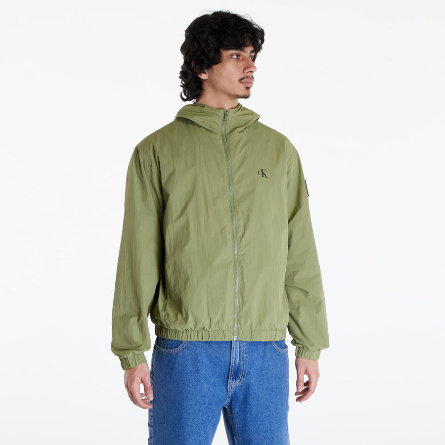 Széldzseki Calvin Klein Jeans Relaxed Hooded Windbreaker Dark Juniper M-alacsony-ár