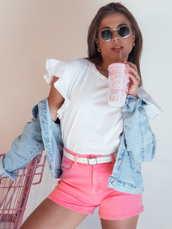 Szorty jeansowe damskie GLAMWEAR różowe Dstreet