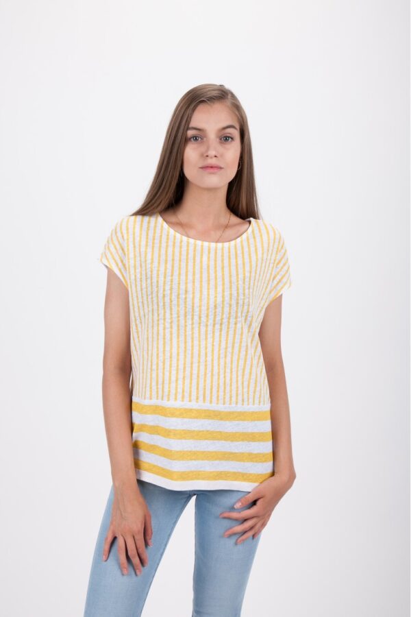 T-Shirt - TOMMY HILFIGER BABS OPEN-NK TOP CAP SLV yellow