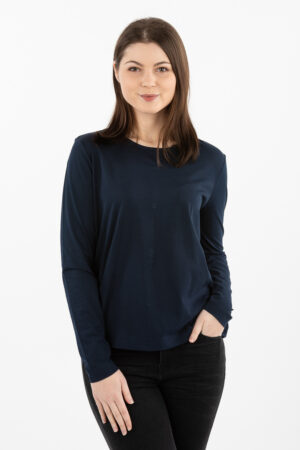 T-Shirt - TOMMY HILFIGER JARA OPEN BACK TOP LS dark blue T-Shirt - TOMMY HILFIGER JARA OPEN BACK TOP LS dark blue