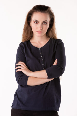 T-Shirt - Tommy Hilfiger JUMMY HENLEY TOP 3/4 SLV Blue T-Shirt - Tommy Hilfiger JUMMY HENLEY TOP 3/4 SLV Blue