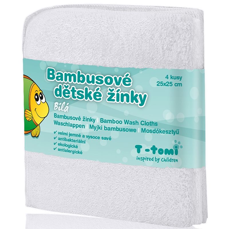 T-TOMI Bamboo Washcloth White fürdő pamacs 25x25 cm 4 db-Ár