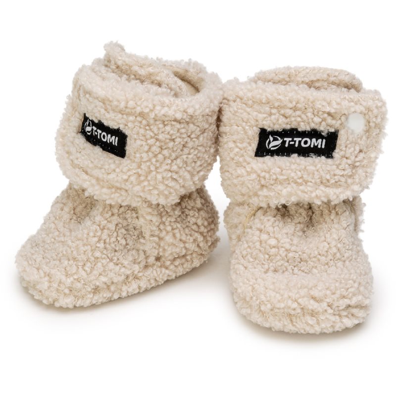 T-TOMI TEDDY Booties Cream babacipő 6-9 months 1 db-ár