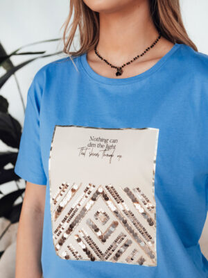 T-shirt damski CENTIA niebieski Dstreet