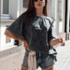 T-shirt damski CLASSICAL grafitowy Dstreet