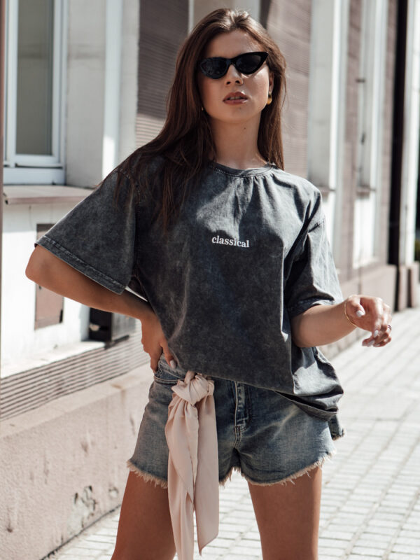 T-shirt damski CLASSICAL grafitowy Dstreet