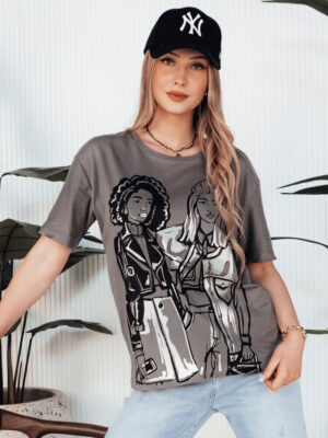 T-shirt damski COMIS ciemnoszary Dstreet