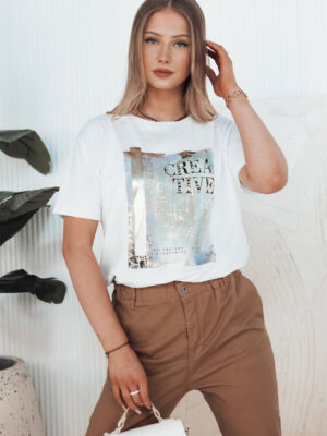 T-shirt damski CREATIVE biały Dstreet
