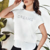 T-shirt damski DREAMY ecru Dstreet