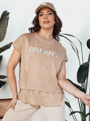 T-shirt damski DREAMY kamelowy Dstreet