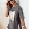 T-shirt damski EMLOT brązowy Dstreet