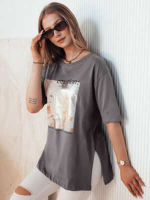 T-shirt damski EMLOT brązowy Dstreet