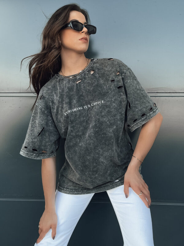 T-shirt damski KHUMBOS grafitowy Dstreet