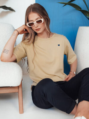 T-shirt damski MILOV beżowy Dstreet