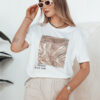 T-shirt damski PISTAN biały Dstreet