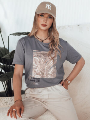 T-shirt damski PISTAN szary Dstreet