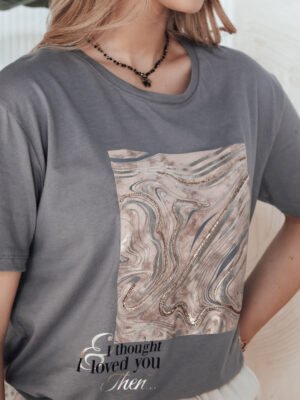 T-shirt damski PISTAN szary Dstreet
