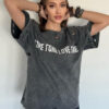 T-shirt damski z nadrukiem BONGANIR grafitowy Dstreet