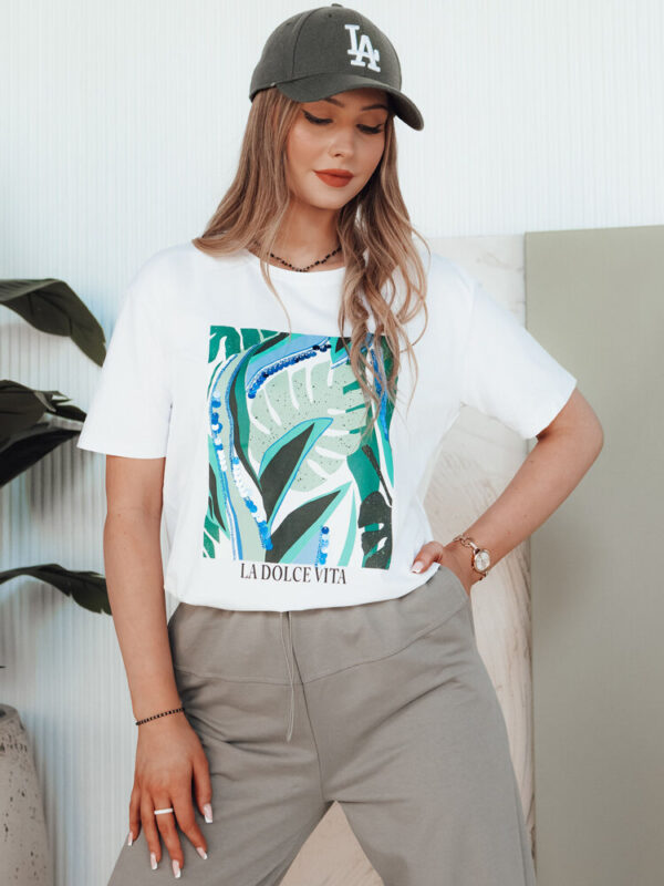 T-shirt damski z nadrukiem MUYUMBA biały Dstreet