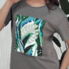 T-shirt damski z nadrukiem MUYUMBA grafitowy Dstreet
