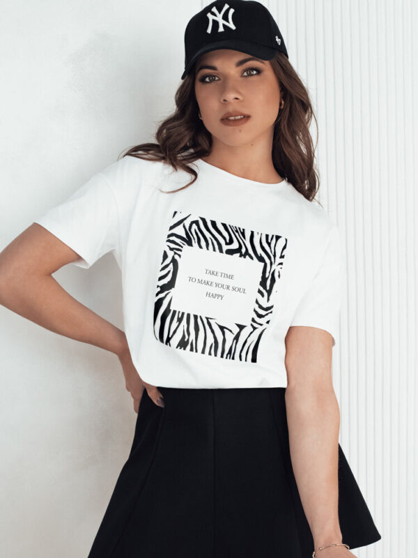 T-shirt damski z nadrukiem TEBOHON biały Dstreet