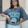 T-shirt damski z nadrukiem ZAKUANI grafitowy Dstreet
