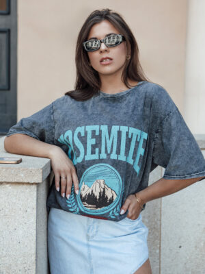 T-shirt damski z nadrukiem ZAKUANI grafitowy Dstreet
