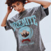 T-shirt damski z nadrukiem ZAKUANI grafitowy Dstreet
