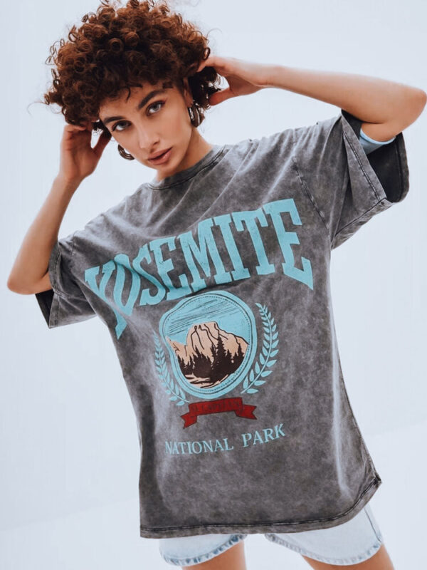T-shirt damski z nadrukiem ZAKUANI grafitowy Dstreet