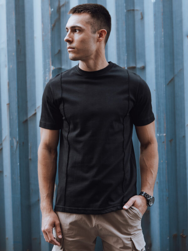 T-shirt męski bez nadruku czarny Dstreet