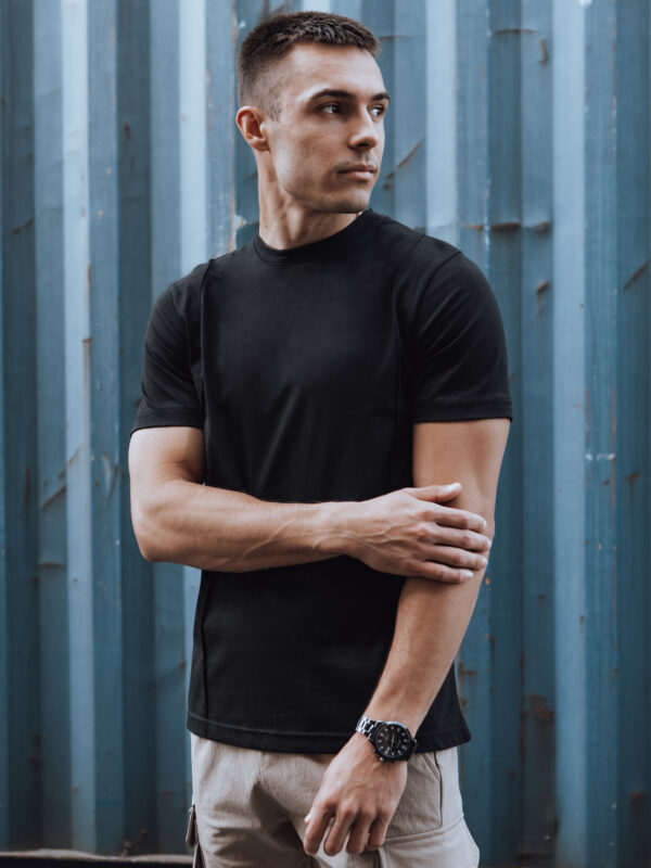 T-shirt męski bez nadruku czarny Dstreet