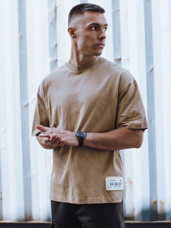 T-shirt męski kamelowy Dstreet
