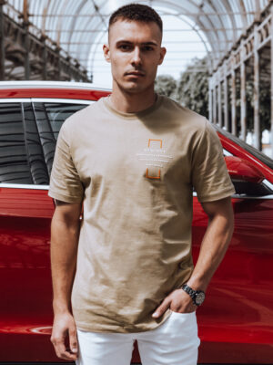 T-shirt męski kamelowy Dstreet