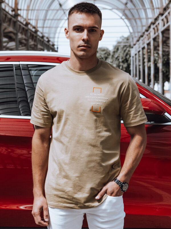 T-shirt męski kamelowy Dstreet