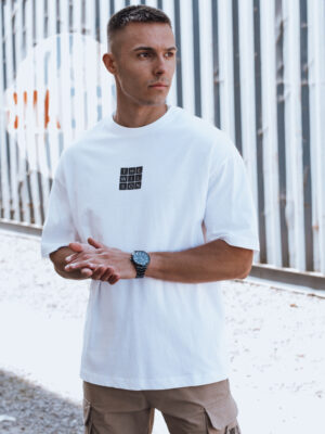 T-shirt męski z nadrukiem biały Dstreet