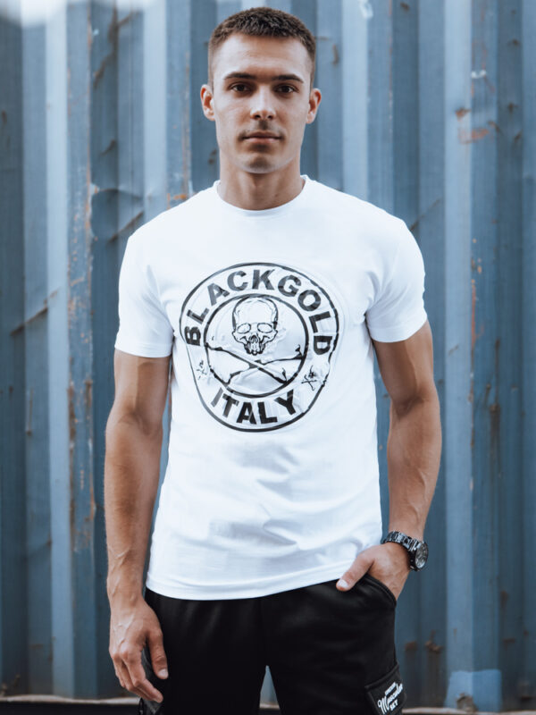 T-shirt męski z nadrukiem biały Dstreet