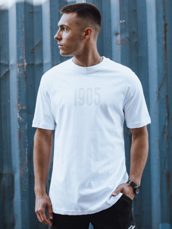 T-shirt męski z nadrukiem biały Dstreet