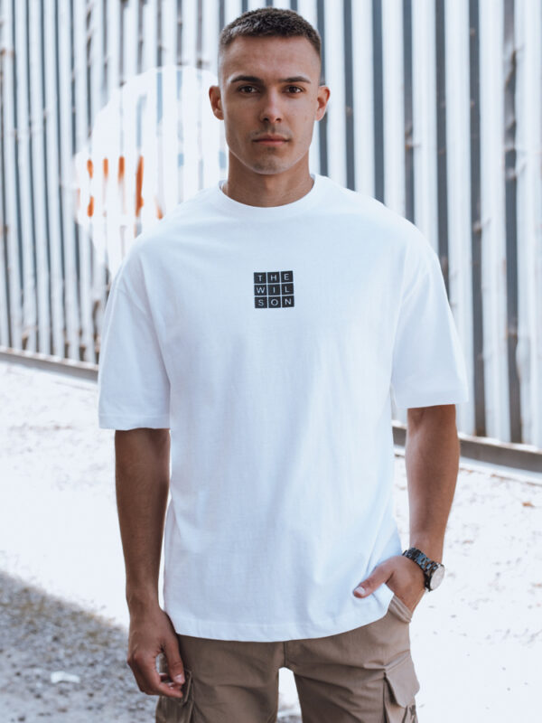 T-shirt męski z nadrukiem biały Dstreet