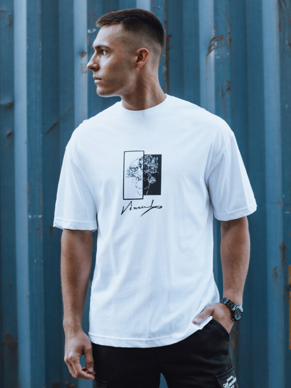 T-shirt męski z nadrukiem biały Dstreet