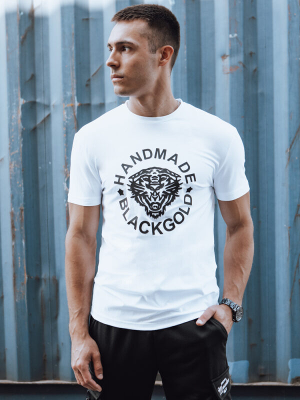 T-shirt męski z nadrukiem biały Dstreet