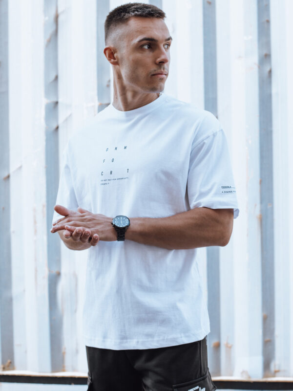 T-shirt męski z nadrukiem biały Dstreet