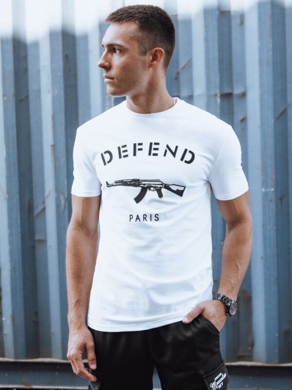 T-shirt męski z nadrukiem biały Dstreet