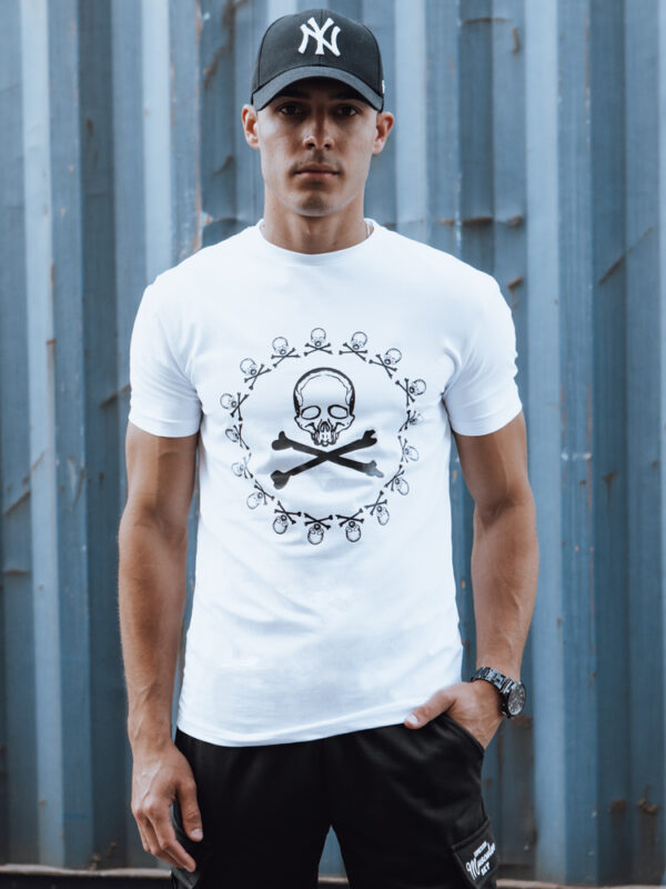 T-shirt męski z nadrukiem biały Dstreet
