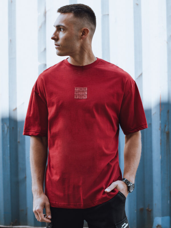 T-shirt męski z nadrukiem bordowy Dstreet